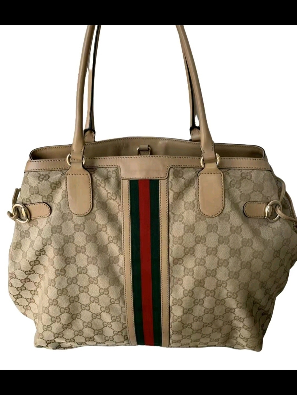 Gucci Beige Monogram Tote Large